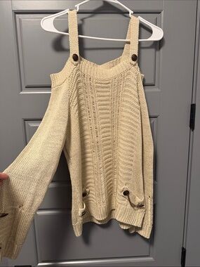 Boston Proper Cold-Shoulder Knit Sweater LARGE